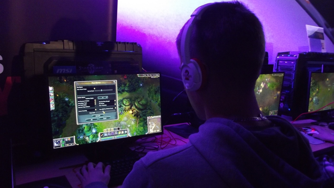 A player competing at an esports tournament